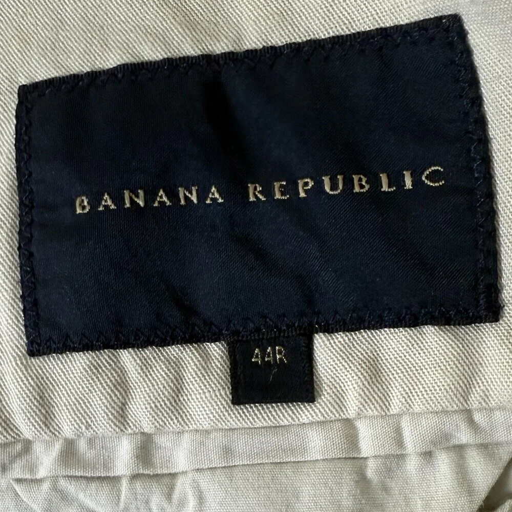 Banana Republic Blazer Sport Coat Mens 44R Beige Cotton Linen